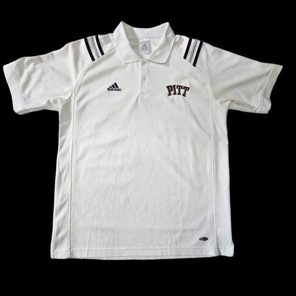 Pittsburgh Pitt Panthers Adidas White Polo Shirt NCAA Football Men's Medium - Picture 1 of 9